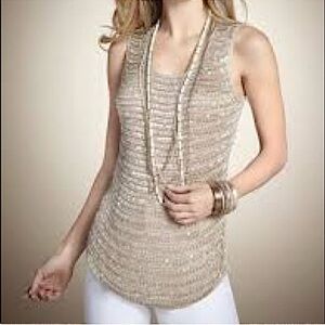💙💛 Chico’s NWT Beige Taupe Araceli Sequins Sweater Tank Size Large (2)